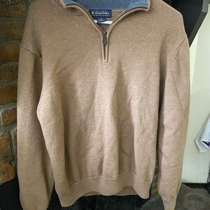 Brooks Brothers Tan Zip Up Sweater with Stand-Up Collar